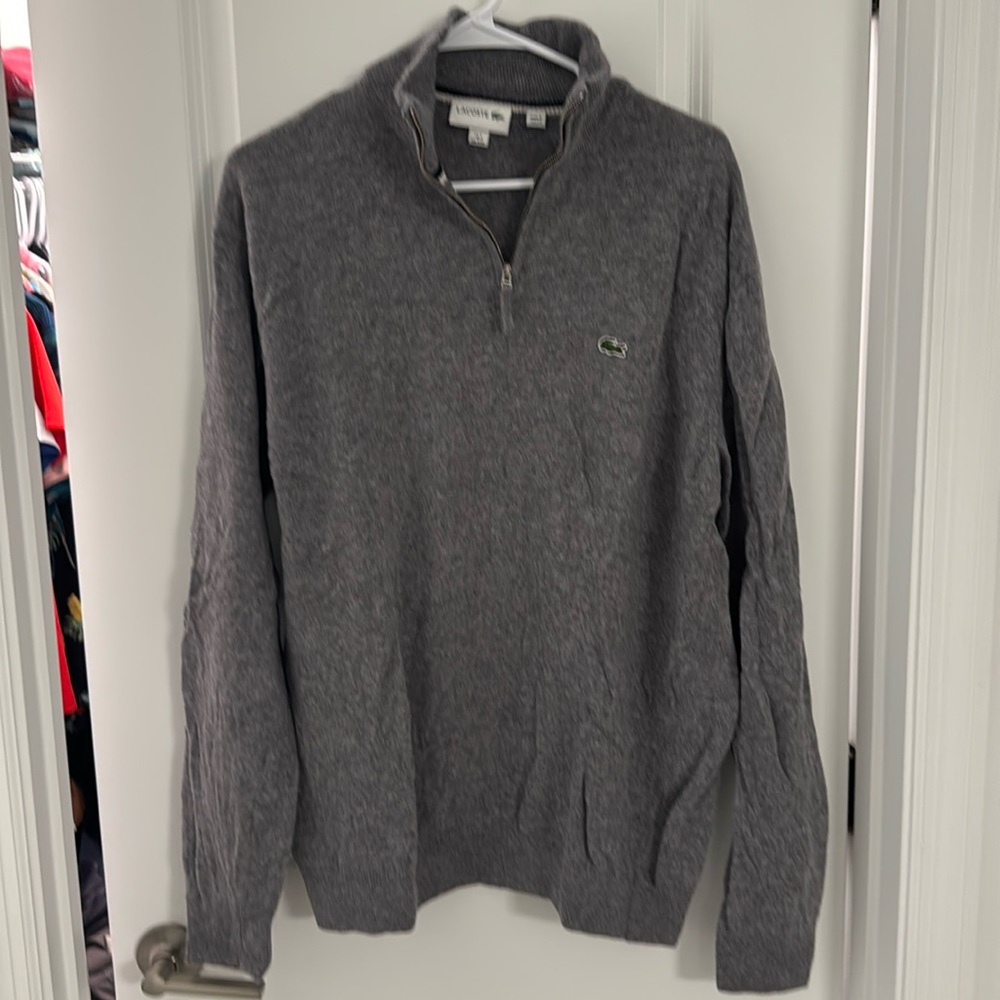Lacoste 1/4 zip pull over wool sweater.